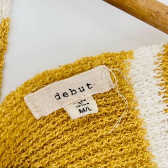 Debut yellow and white stripe knit twist back sweater medium/large - Picture 4 of 5